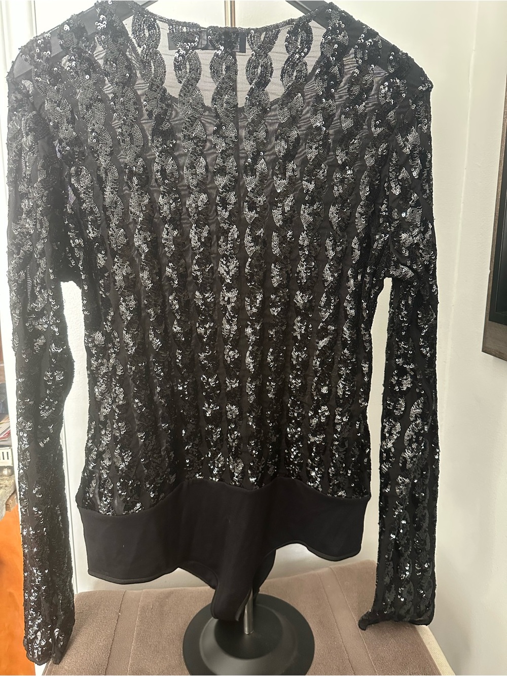Polo Ralph Lauren Cable Sequin Long Sleeve Bodysuit black size XL - Picture 7 of 13